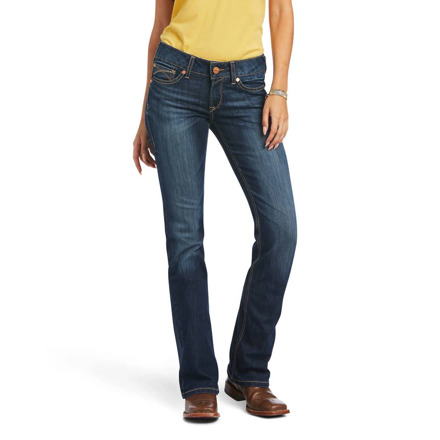 New Ariat Real Mid Rise Arrow Vicky Boot Cut Jeans In Burbank
